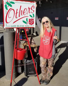 Marsha ringing the Salvation Army bell